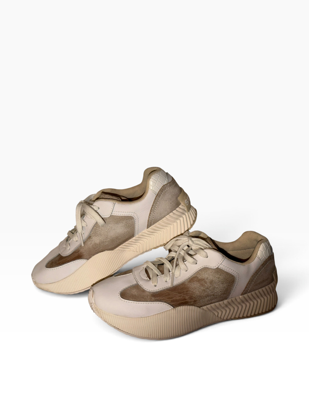 Sorel ONA BLVD Casual Sneakers, NL5108-125, White/Tan, Leather, Womens Size 9